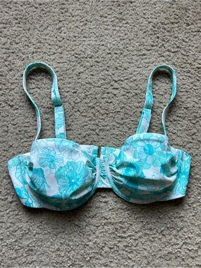 Shade and Shore Blue Floral Balconette Bikini Top